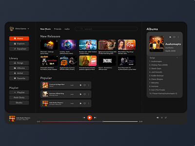 desktop music player app UI design