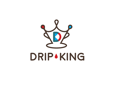 Drip King Coffee Logo coffee coffee shop drip coffee icon line logo