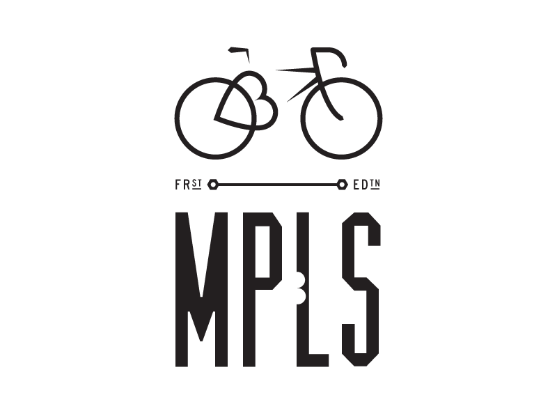 Minneapolis Bicycle Romance Badge minnesota t-shirt design graphic mono black and white typography icon line badge bicycle biking minneapolis