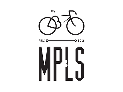 Minneapolis Bicycle Romance Badge badge bicycle biking black and white graphic icon line minneapolis minnesota mono t shirt design typography