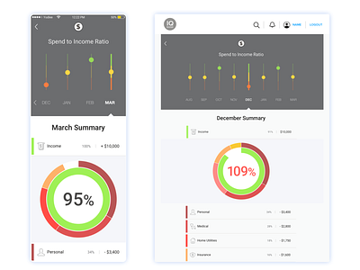 DolFin Summary Histogram design financial responsive ui ux