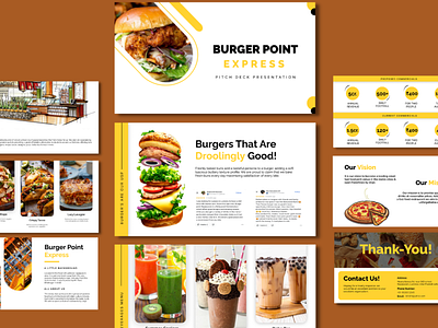 Cafe Pitch Deck Presentation 3d animation branding burger cafe design graphic design illustration landingpage logo motion graphics pitchdeck pizza presentations ui webdesign