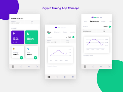 Crypto Mining App concept 2018 android app bitcoin crypto dashboard design ios ui ux web