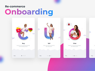 On-boarding screens for E-commerce & Re-commerce 2018 android app clean app design design ecomerce intro screen ios minimalist design on boarding trend ui ux web