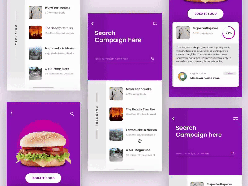 Food Donation App Interaction 2018 android app dailyui design donation dribbble food app ios micro animation micro interactions ui ux