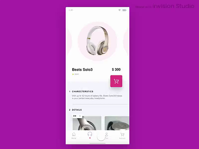 Product Page & Cart Interaction - Made with Invision Studio 2018 android app cart design dribbble experience inspiration ios micro animation micro interactions nike page trend ui user ux web