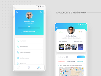 Medical App Profile And My Account Design 2018 android design dribbble inspiration medical app micro animation my account profile design trend ui ux