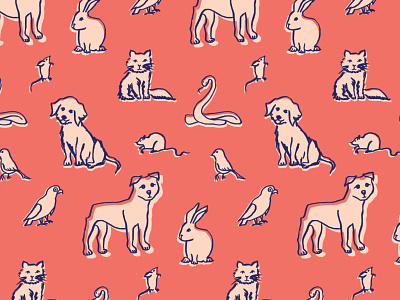 Pets Seamless Illustrated pattern animals cat cuddly cute dogs drawing fur babies illustration kids kids illustration pattern pets petshop surface design vector youthful