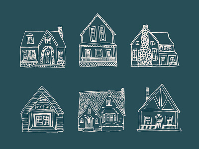 Cottages illustration cottage cute design drawing fun hand drawn home houses illustration
