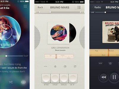 3 Different Music Player Ui Drafts music player ui
