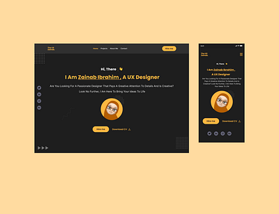 Portfolio design (Hero Section) app design figma minimal portfolio product design ui ux uxdesign uxinspirations web design