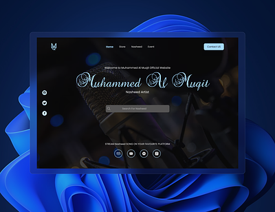 Music Artist Hero Section artist blue dailyui design islam minimal music muslim nasheed product design ui