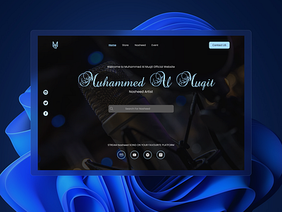 Music Artist Hero Section artist blue dailyui design islam minimal music muslim nasheed product design ui