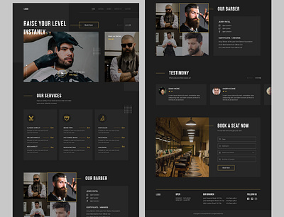 Barber shop landing page app branding design graphic design illustration logo typography ui ux vector