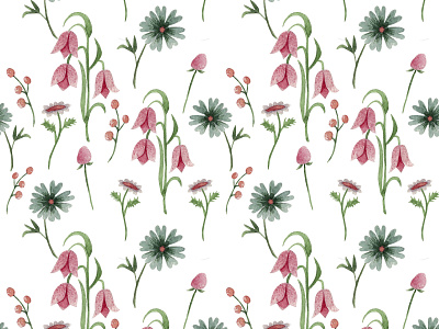 Watercolor floral seamless pattern. design fabric floral flowers hand drawn illustration paper seamless pattern textile watercolor