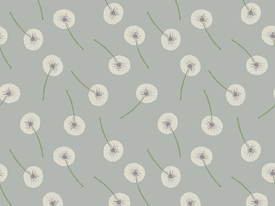 Watercolor seamless pattern of dandelions.