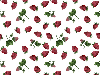 Watercolor seamless pattern of strawberries background berries design fabric florist garden gardening hand drawn illustration kitchen paper pattern seamless seamless pattern strawberries watercolor