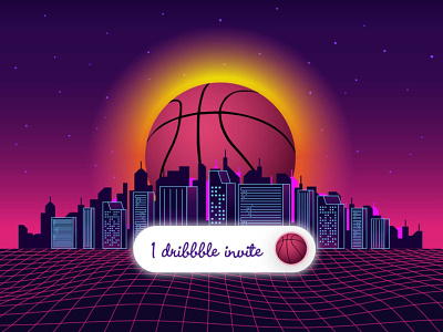 1 Dribbble Invite animation basket ball branding city design dribbble invite illustration invitation invite logo motion graphics night scape ui ux vector website design