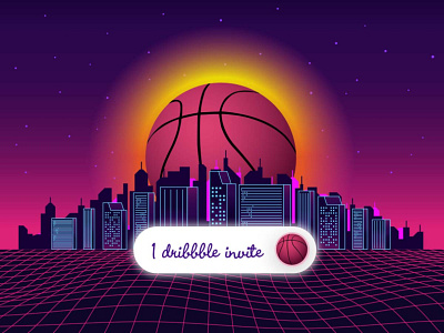 1 Dribbble Invite animation basket ball branding city design dribbble invite illustration invitation invite logo motion graphics night scape ui ux vector website design