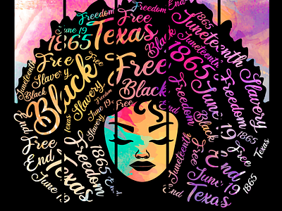 July Fourth Juneteenth black queen graphic design illustration