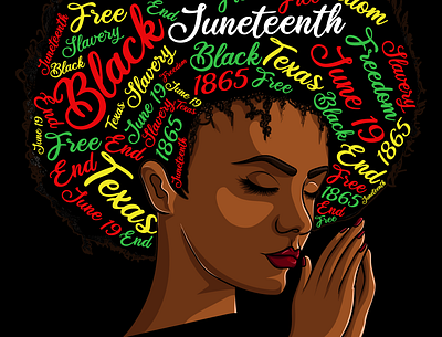 Praying African Woman black queen graphic design illustration