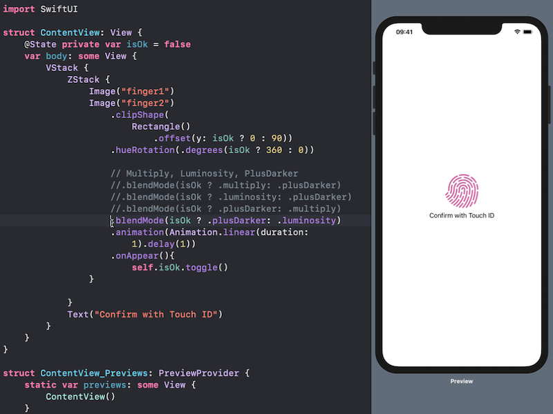 SwiftUI: Testing Touch ID Animation blendmode animation how to animate touch id swiftui swiftui animation touch id touch id animation touch id gif animation