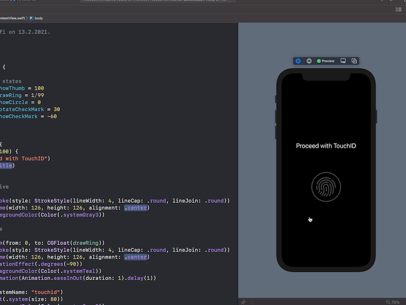 SwiftUI Animation: Proceed with touchID