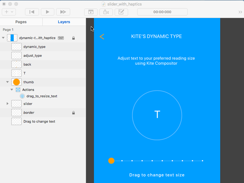 iOS Slider with Haptic Feedback adjust text size dynamic type fluid text font size adjuster haptics haptics feedback ios ios haptics ios slider kite compositor