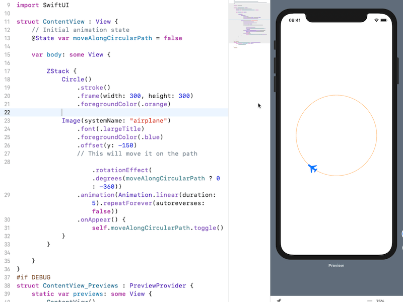 How to Orient Objects to Circular Motion Path in SwiftUI circular motion ios animation motion on path path aniamtion swiftui swiftui animation ui animation