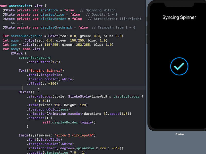 Creating Syncing Spinner in SwiftUI animated gif animation loading animation loading icons animation spinner animation swiftui tutorials swithui animation ui animation