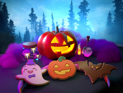 3d Art Halloween Sweets 3d gingerbread graphic design halloween magic mystery spooky sweets