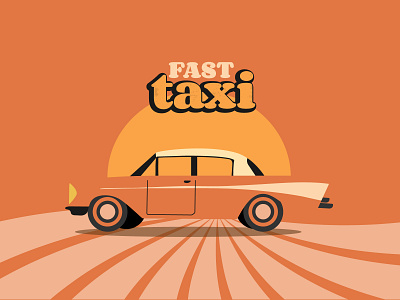 Retro car for taxi service design graphic design ill illustration logo typography vector