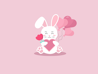 Cute bunny bunny gift graphic design heart illustration illustrator love rose valentinesday vector