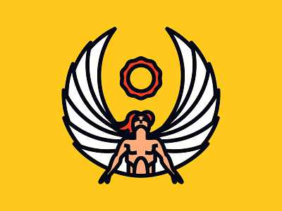 Icarus icarus identity illustration line logo myth wings