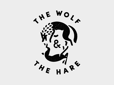 The Wolf & The Hare animals badge beer hare icon lockup logo rabbit wolf