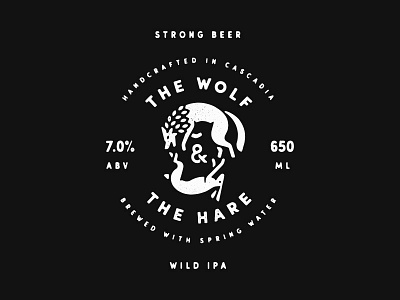The Wolf & The Hare animals badge beer hare icon label lockup logo rabbit wolf