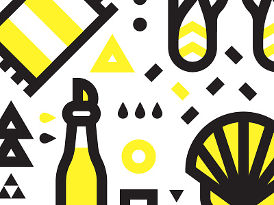Summer Icons 3 beer flip flop icon illustration shell summer towel