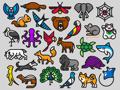 Animals in Color animal bear bird dog icons nature wolf