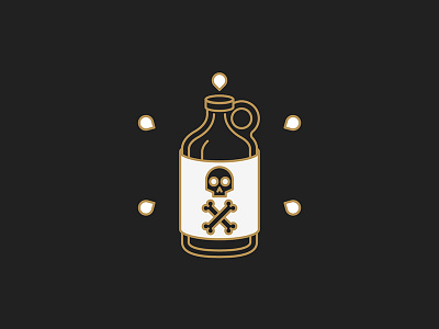Poison beer bone bottle design growler holy icon line minimal occult skull vector