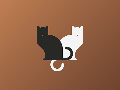 White cat black cat animal cat design glyph icon minimal vector yinyang