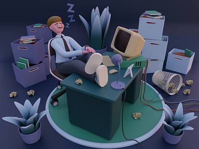 sleep at work 3d 3dillustration branding character design design digital illustration graphic design illustration logo render ui work