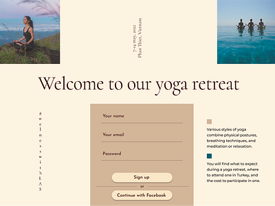 Home Page for a yoga retreat branding design typography ui ux