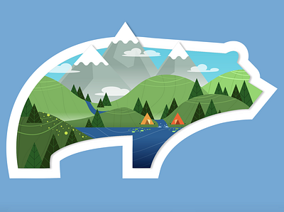Bear Lake adobe illustrator bear camping illustration mountains nature vector