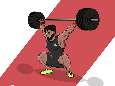 Weightlifter artist artwork cartoon character design fun graphic illustration vector weightlifter weightlifting