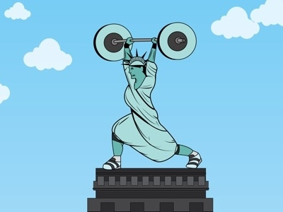 Olympic Lifting Statue of liberty art bodybuilding crossfit funny lifting olympic vector