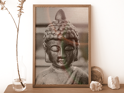 Buddha Meditation Painting/ Wall Poster (Waves from Brain) art banner buddha painting meditation painting poster tao wall yin yang