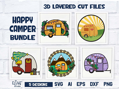 Happy Camper 3d svg camp svg camper svg cut file cutting file graphic design happy camper layered svg