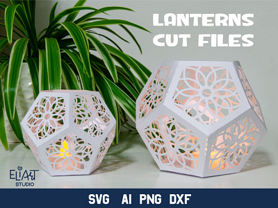 Lanterns Cut Files cut file cutting file design diy home decor lantern mandala mandala pattern motif paper art paper craft svg template