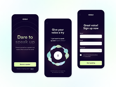 Sign up / Sign in - IOQUI app dailyui design mobile speak typography ui userexperience userinterface ux voice