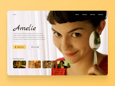 Landing page for the movie Amelie cinema clean design colors figma film interface makee makeevaflchallenge makeevaflchallenge6 minimal minimalistic movie typography ui web